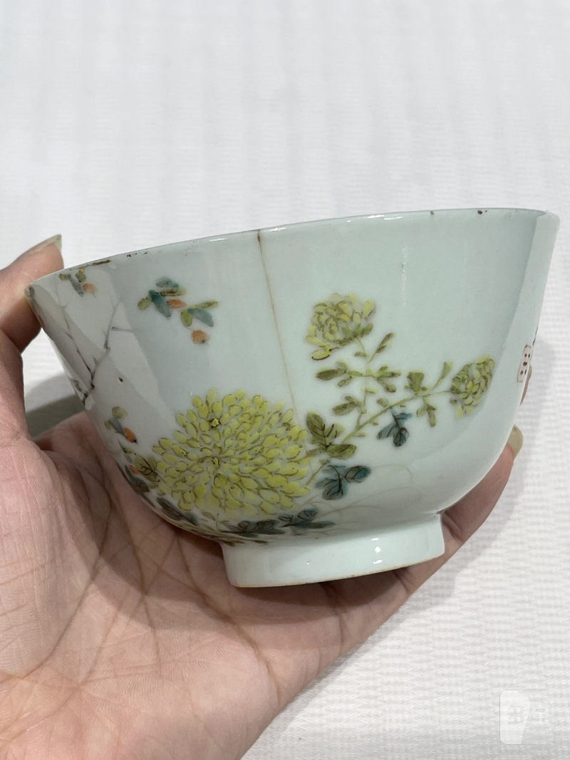 清晚期 浅绛彩碗、盘一组四件 - 图5